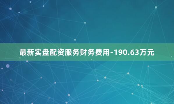 最新实盘配资服务财务费用-190.63万元